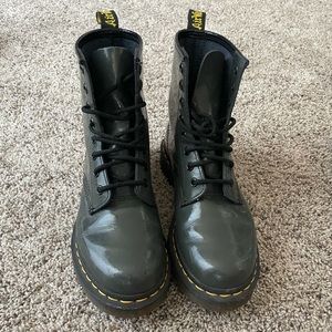 Dr. Martens patent gray leather 1460 boots